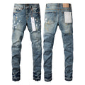 PURPLE  Blue Paint Distressed Jeans 9077 with VintageInspired Worn Look