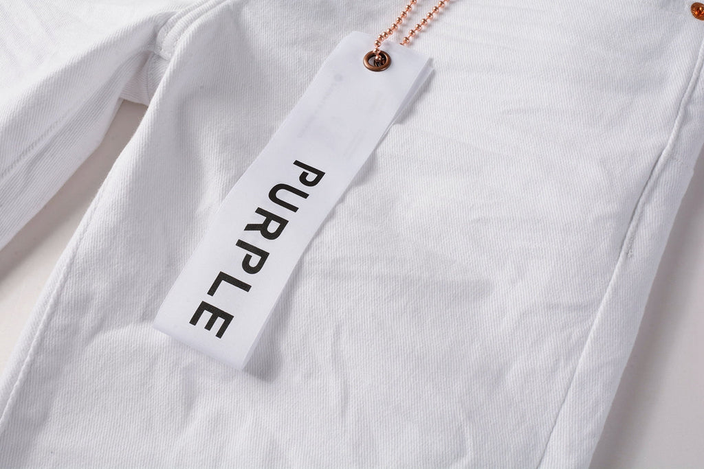 PURPLE   Men Streetwear Skinny Jeans White Wash with Minimalist Textured Finish 9024