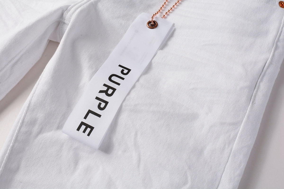 PURPLE   Men Streetwear Skinny Jeans White Wash with Minimalist Textured Finish 9024