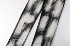 PURPLE  Men Streetwear Skinny Jeans Black and White Graffiti Wash with Multi Color Paint Splash 9111
