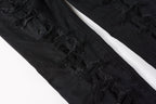PURPLE  Men Distressed Black Skinny Jeans with Heavy Ripped Design and Grunge Streetwear Vibe 9108