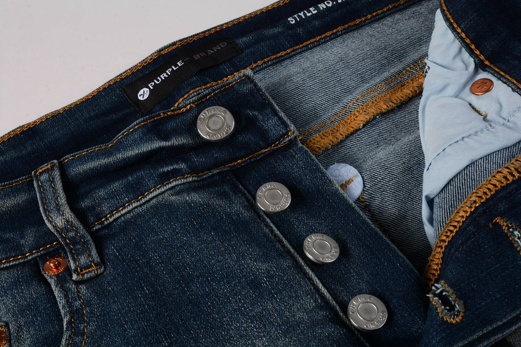 PURPLE  Men Streetwear Jeans Distressed Blue PatchPaint skinny Fit 9025