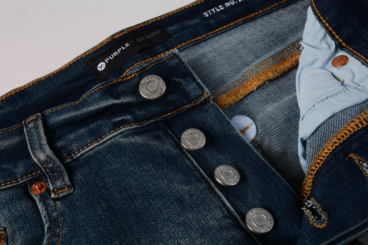 PURPLE  Men Streetwear Jeans Distressed Blue PatchPaint skinny Fit 9025