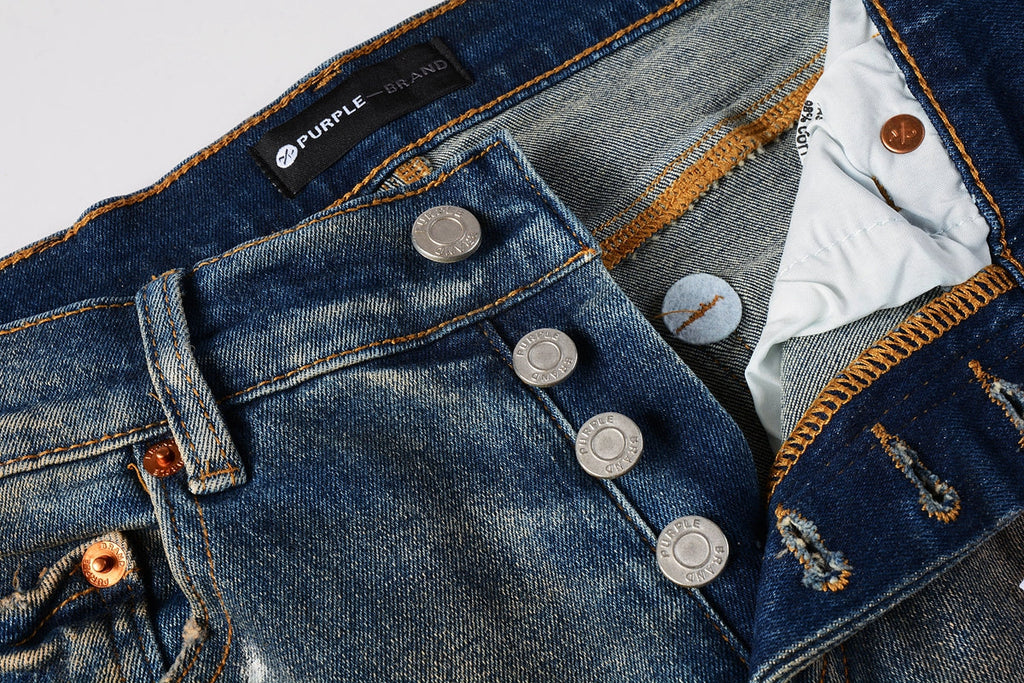 PURPLE   Men Streetwear Skinny Jeans Light Blue Wash with Distressed Rips and White Paint Splatter 9012