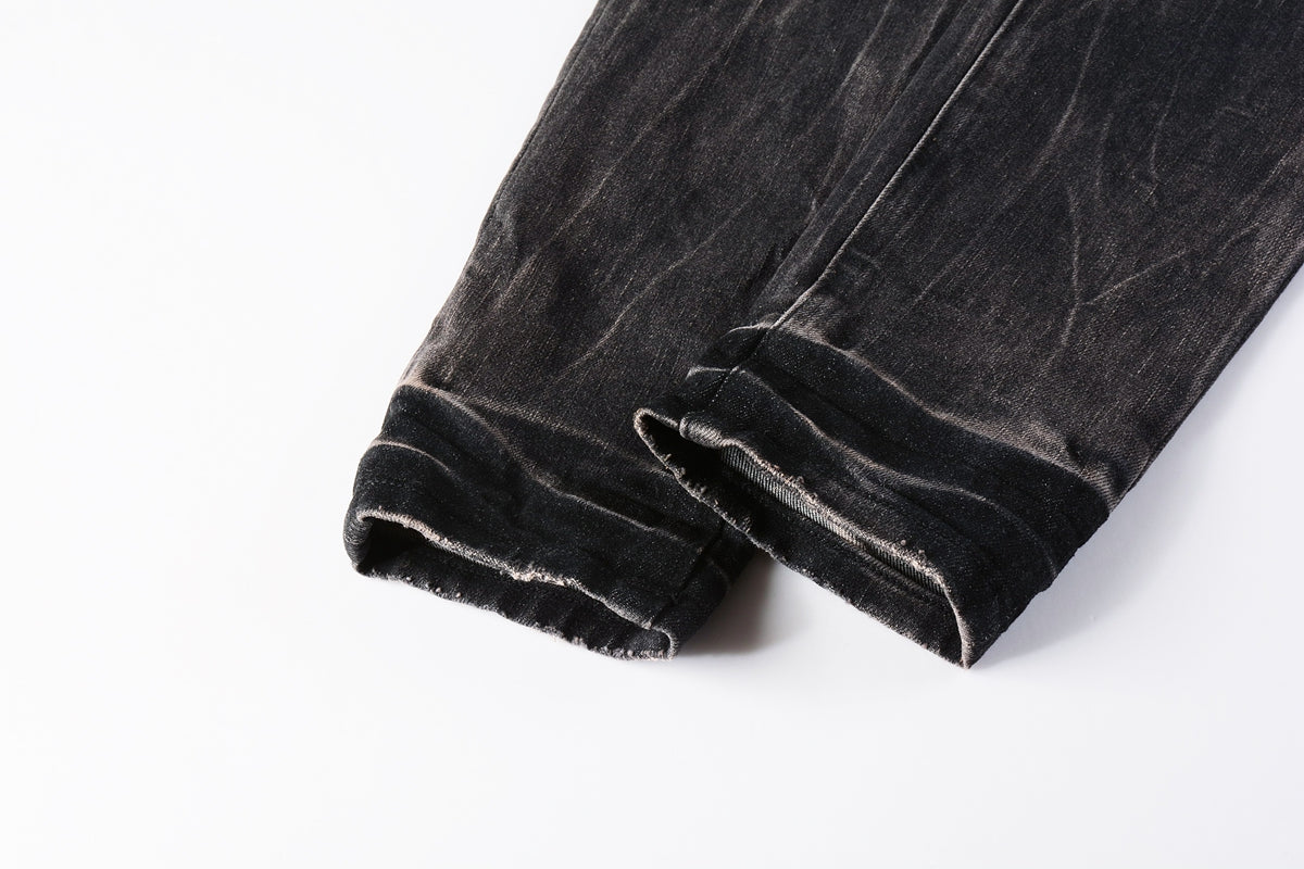 PURPLE  Jeans Mens Jeans Man Jeans Pants Designer Black Skinny Stickers Light Wash Ripped Motorcycle 9057