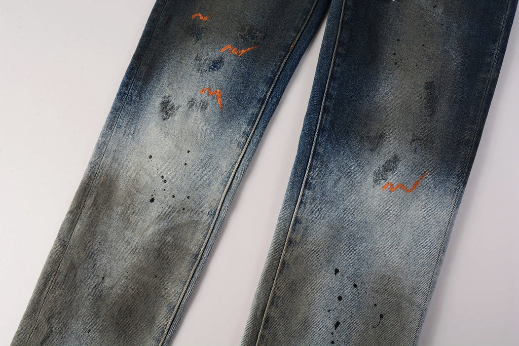 PURPLE  Mens Purple Ripped Jeans Skinny Slim Fit Denim Pants Designer Flared Jeans for Men 9009