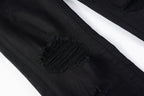 PURPLE  Men Streetwear Skinny Jeans Black Wash with Distressed Rip Details 9022