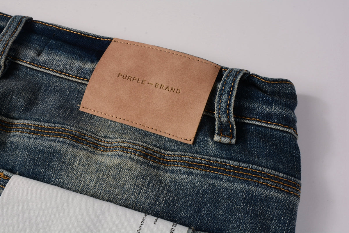 PURPLE  Men Streetwear Jeans Distressed Blue PatchPaint skinny Fit 9025