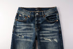 PURPLE  Men Classic Streetwear Jeans Distressed Dark Blue Ripped skinny 9096