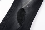 PURPLE  Men Streetwear Jeans Distressed Black Paint Splash Patch Ripped skinny 9099