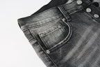 PURPLE  Men Classic Streetwear Jeans Distressed Grey Ripped skinny Fit 9103