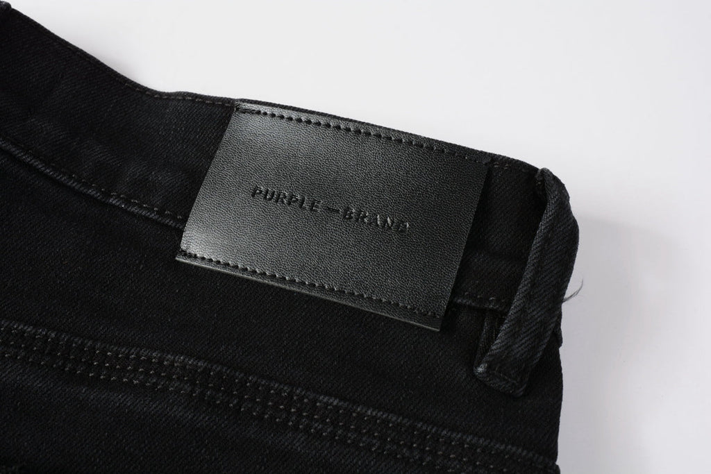 PURPLE  Men Distressed Black Skinny Jeans with Heavy Ripped Design and Grunge Streetwear Vibe 9108