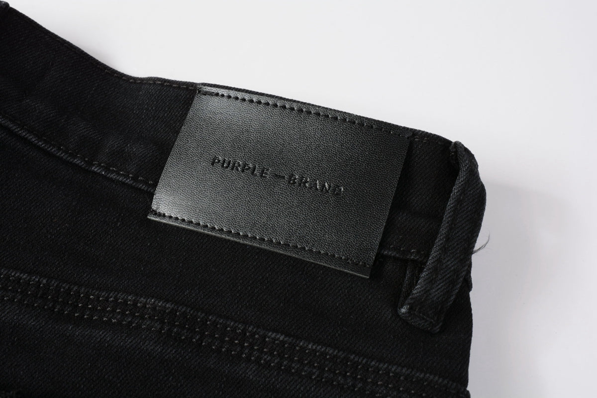 PURPLE  Men Distressed Black Skinny Jeans with Heavy Ripped Design and Grunge Streetwear Vibe 9108