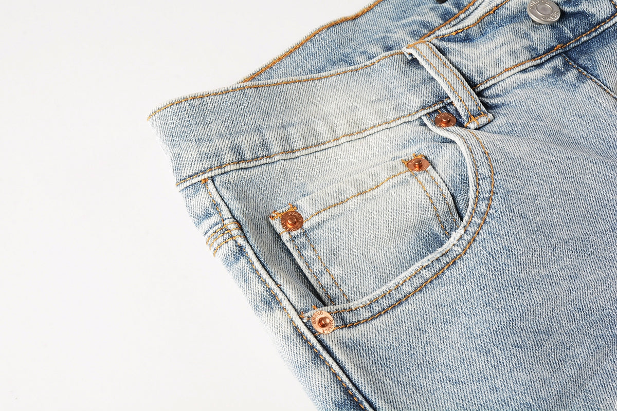 PURPLE  Men Streetwear Jeans Light Blue Paint Splash Distressed Ripped skinny 9100