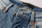 PURPLE  Men Streetwear Skinny Jeans Light Blue Wash with Faded Gradient Finish 9016