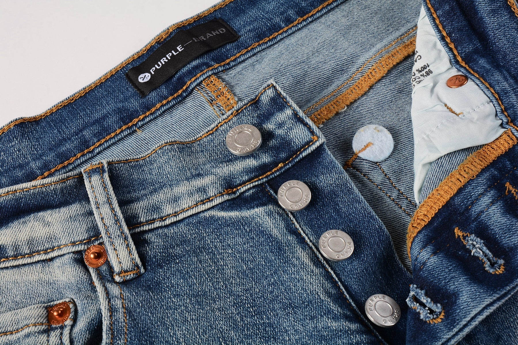 PURPLE   Men Streetwear Skinny Jeans Light Blue Wash with Heavy Distressed Rips and White Paint Splatter 9003