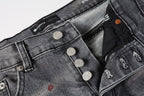 PURPLE  Men Streetwear Distressed Grey Skinny Jeanswith Color Paint Splatter and Knee Rips 9107