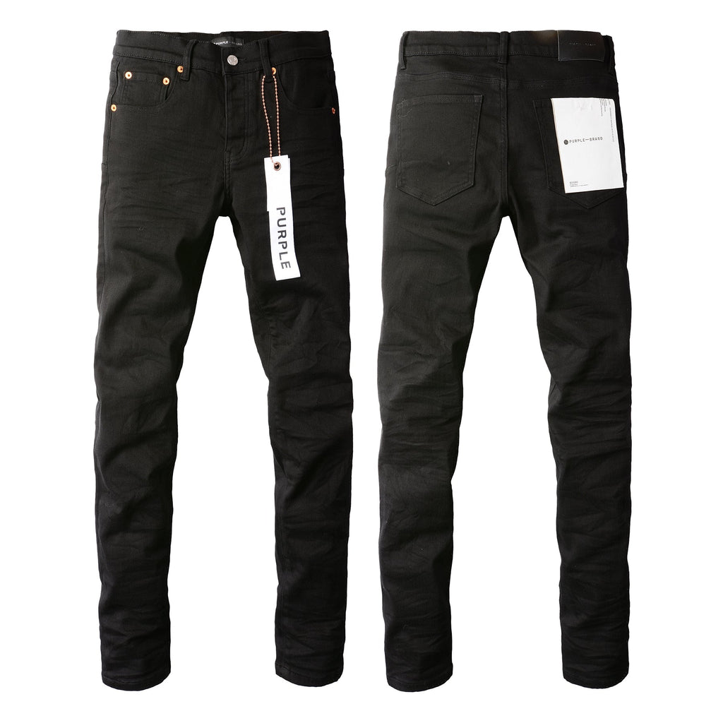PURPLE  Men Streetwear Skinny Jeans Black Wash with Clean Minimalist Style 9023