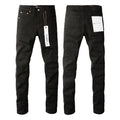 PURPLE  Men Streetwear Skinny Jeans Black Wash with Clean Minimalist Style 9023