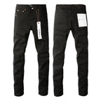 PURPLE  Men Streetwear Skinny Jeans Black Wash with Clean Minimalist Style 9023