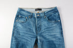 PURPLE  Men classic streetwear Jeans Washed BlueClean Look Skinny Fit 9106