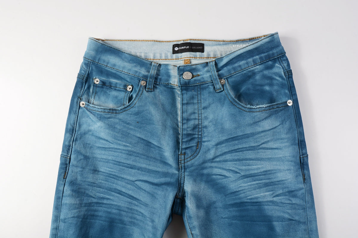 PURPLE  Men classic streetwear Jeans Washed BlueClean Look Skinny Fit 9106