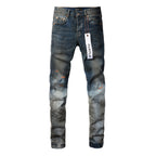 PURPLE  Mens Purple Ripped Jeans Skinny Slim Fit Denim Pants Designer Flared Jeans for Men 9009