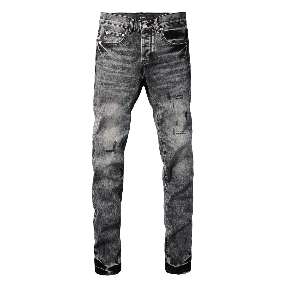 PURPLE  Men Distressed Grey Washed skinny Jeans Ripped Scratch style 9105