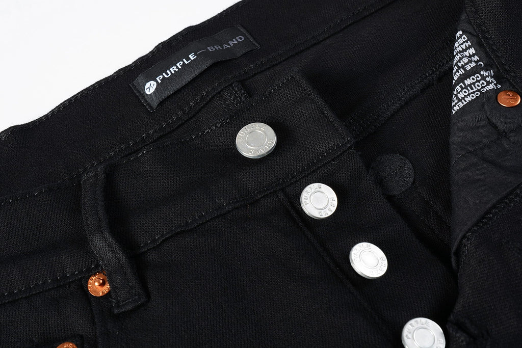 PURPLE  Men Streetwear Skinny Jeans Black Wash with Clean Minimalist Style 9023