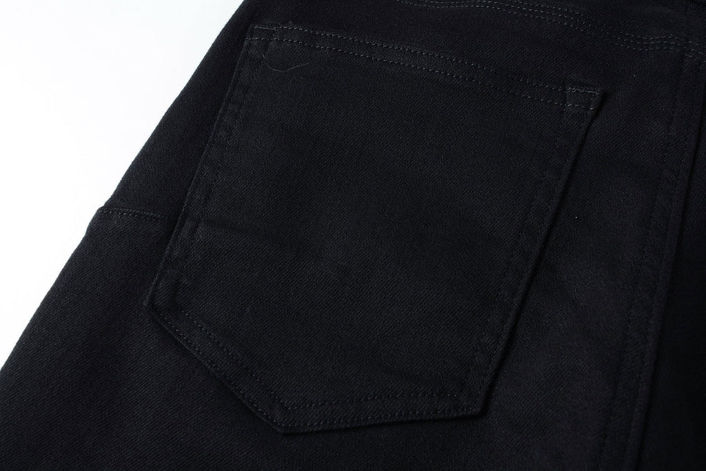 PURPLE  Men Streetwear Skinny Jeans Black Wash with Clean Minimalist Style 9023