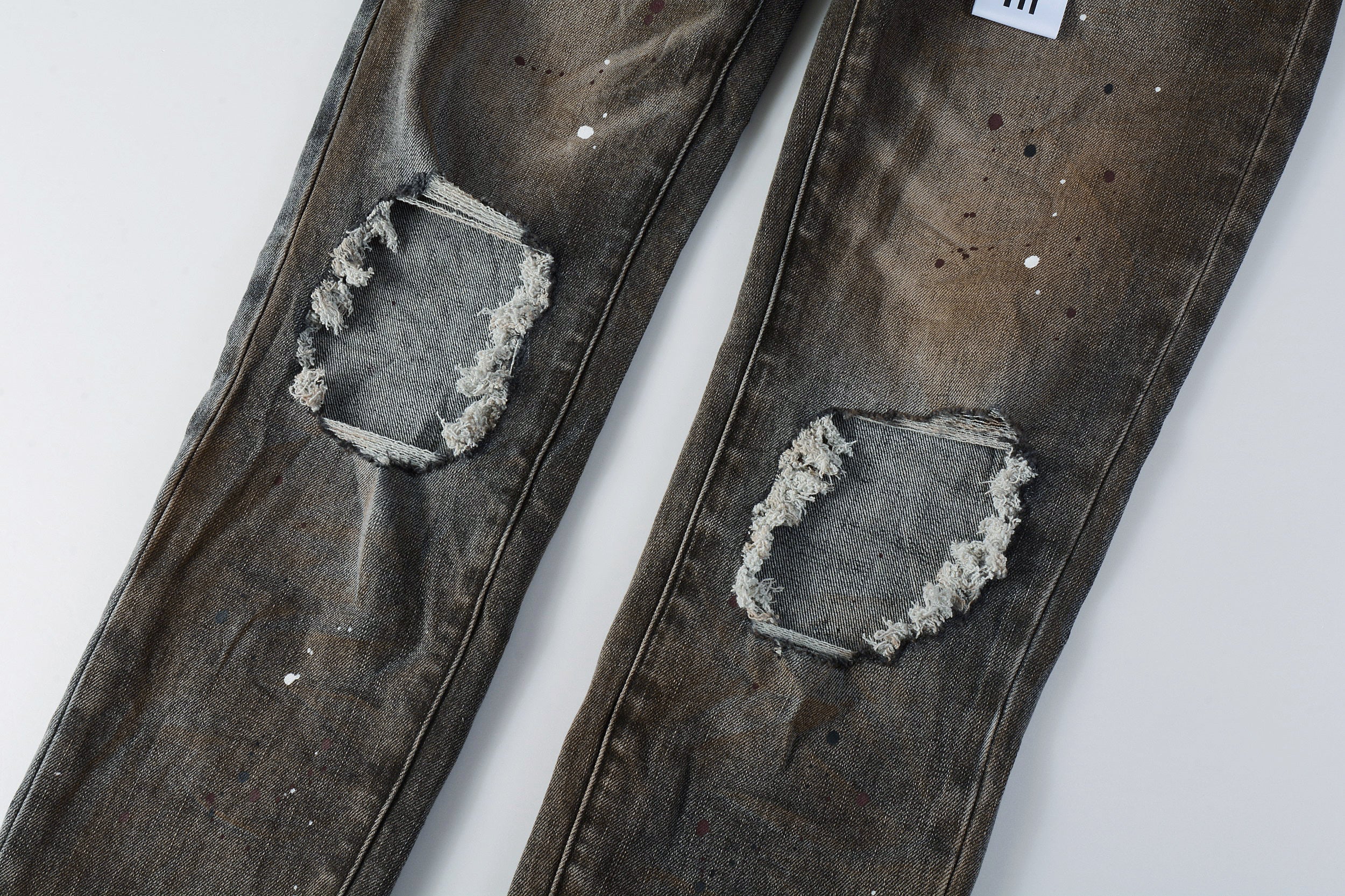 PURPLE  New High Quality Mens Jeans Designer Jeans Fashion Distressed Ripped Denim Cargo For Men High Street Fashion 9031