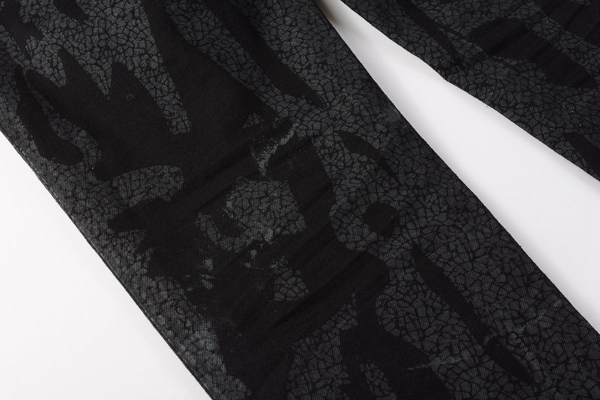 PURPLE  Jeans Coating Texture Personalized Fashion Trend High quality pants 9026